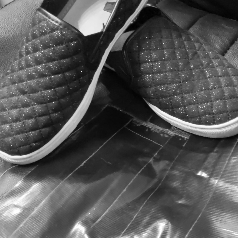 Quilted glitter slip on sneaks